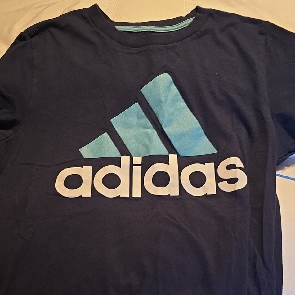 Adidas Kids Navy and Light Blue Tee